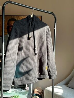 Men's Black Quilted Pullover Hoodie